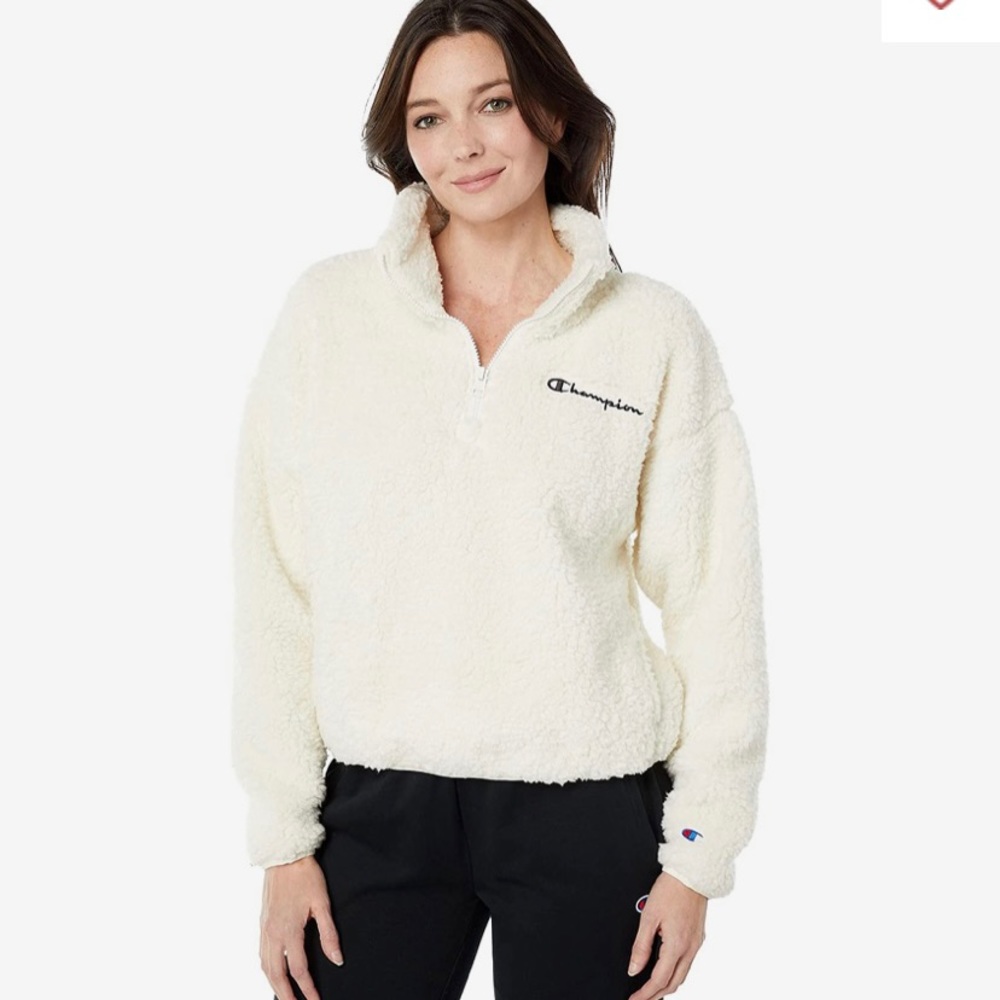 Women’s Champion White Sherpa 1/4 Zip - XL - NWT